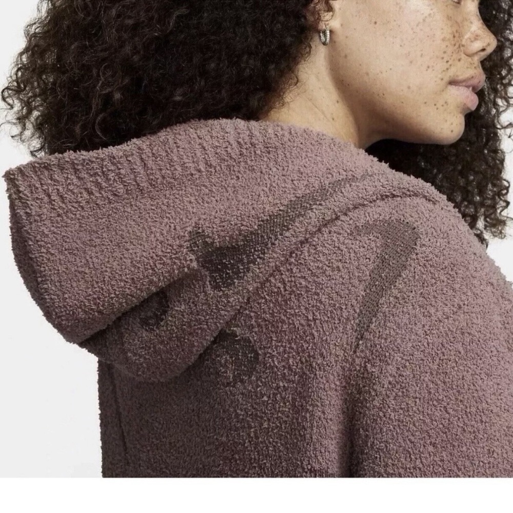 Nike Sportswear Phoenix Cozy Boucle Long Knit Cardigan Smokey Mauve Size Large - Picture 11 of 13